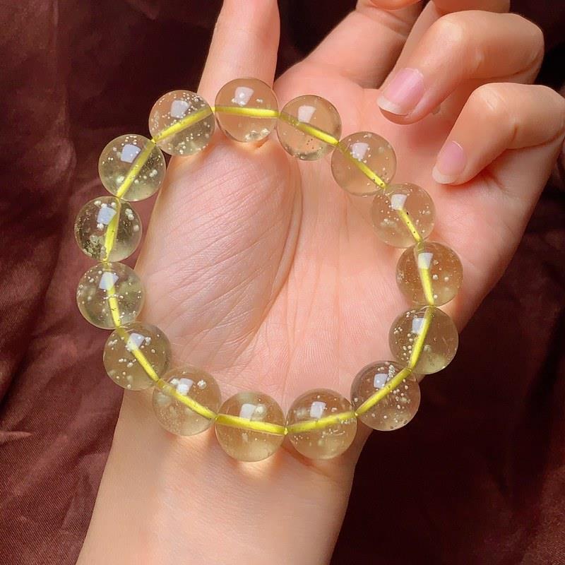 天然利比亚黄金陨石单圈手链大颗粒男女款圆珠手串珠链尺寸14毫米