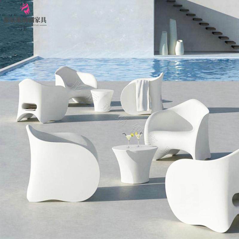 玻璃纤维椅户外茶几组合椅办公休闲 椅商场样板房休息区美陈椅蝙