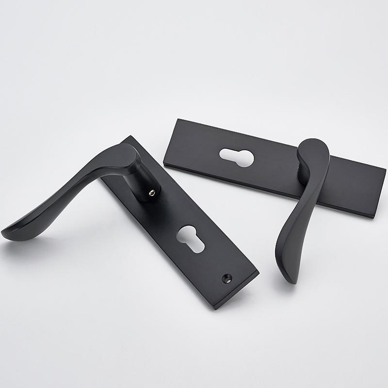 黑色实心太空铝门锁欧约式芯简卧室室内A303-T24房防盗锁执手锁木