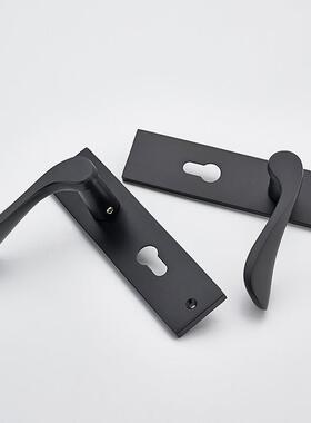 锁黑色实太空门铝锁欧式心简约卧室室内防盗芯执手锁木门房A303-T