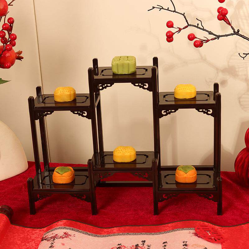 新中式甜品台摆件糕点摆盘订婚摆台点心架茶歇梅花展示架围炉架子