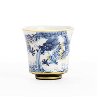 景德镇仿古青花龙纹主人杯茶杯家用陶瓷手工单杯茶具品茗杯子