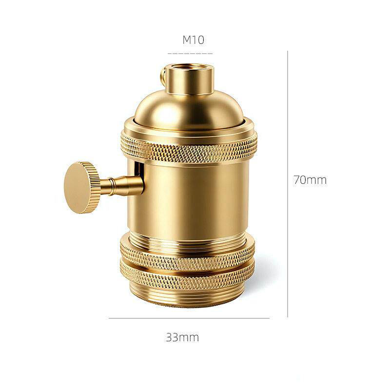 E27/E26双环复古铜灯头带开关壁灯台灯灯座 铜质灯头配件灯座灯头