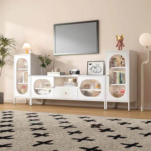 家用铁艺电视柜网门拉门矮柜客厅组合柜现代北欧收纳柜带站脚