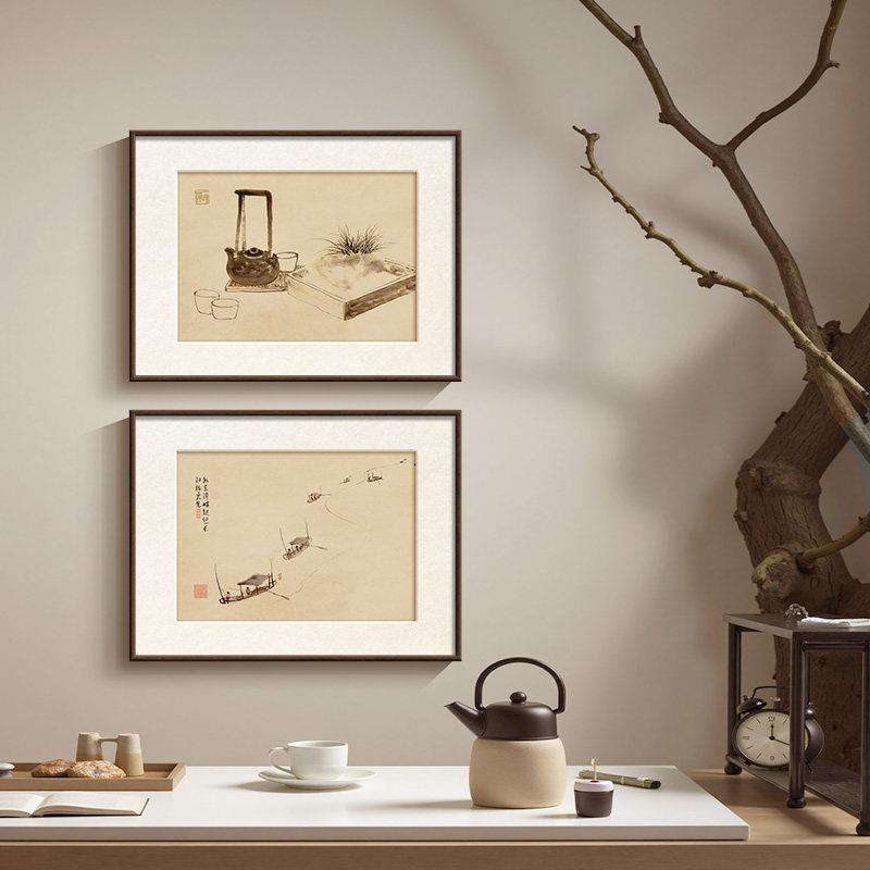 宋式美学茶室背景墙挂画水墨禅意茶馆装饰画创意茶壶客厅民宿壁画