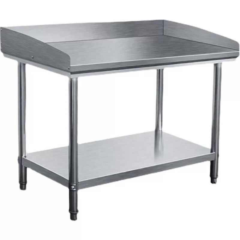 越越尚不锈钢工作台双层加厚带围边1000*600*800mm带挡板长方形桌