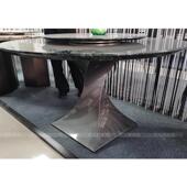 轻奢极简不锈钢桌脚铁艺大圆餐桌架餐厅大理石餐台脚意式 岩板桌腿