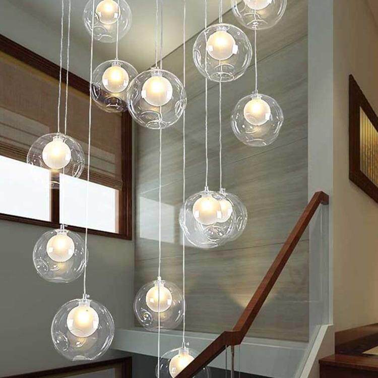 楼梯吊灯客厅灯简约现代大气吧台吊灯店铺商用复式楼挑空中山灯具