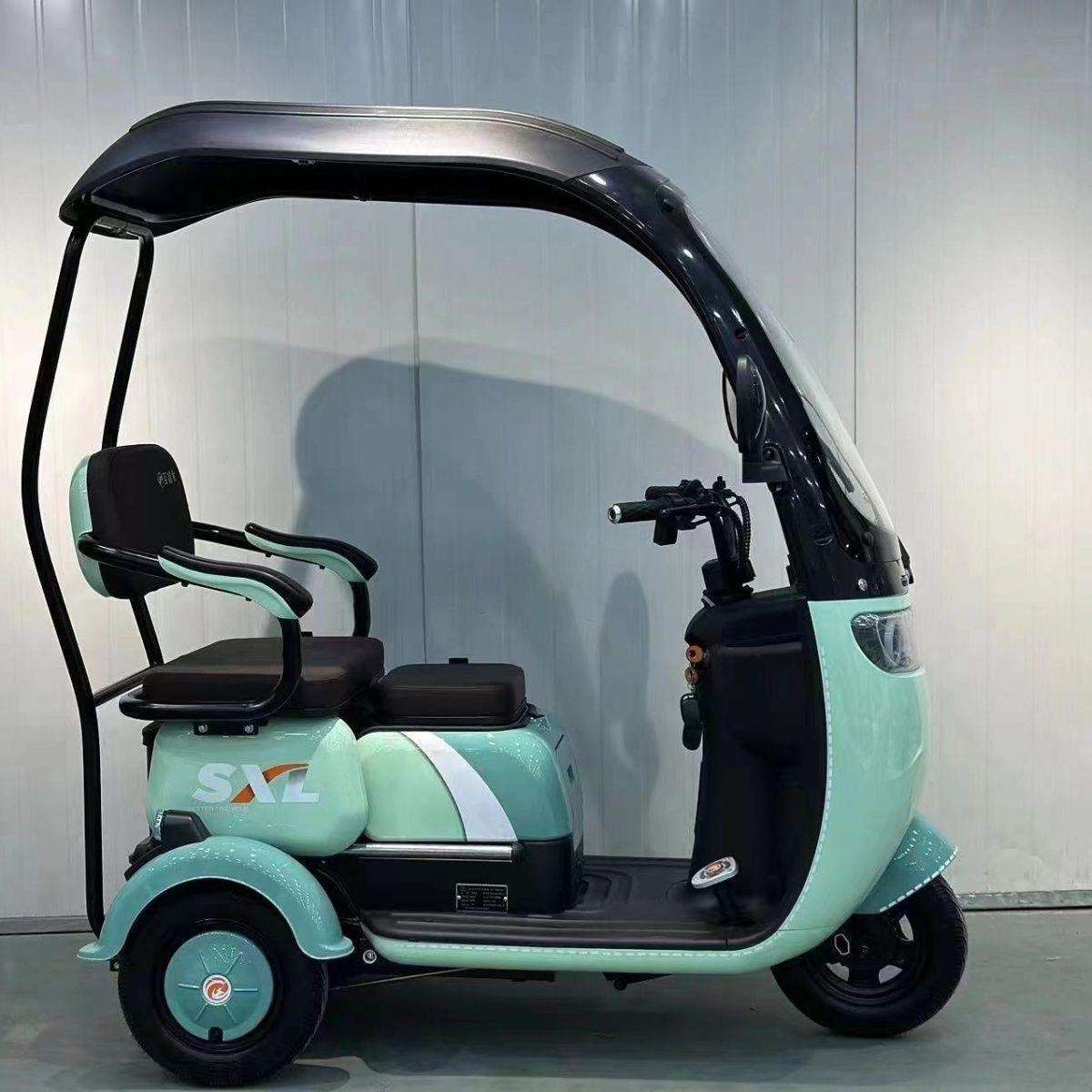 带棚电动三轮车拉货小型休闲家用接送孩子电瓶车可上牌代步车棚车