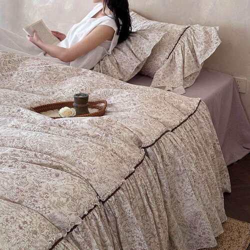 1简约A类母婴全棉双层纱四件套法式纯棉被套床单1.8m1.5米床上用