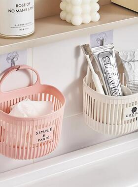 Wall-mounted bathroom storage basket, no-drill hanging organ