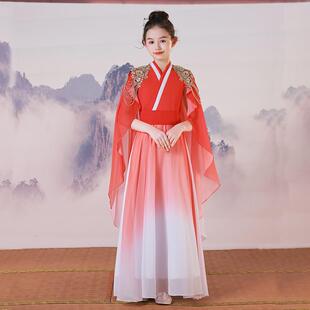 高端女童礼服中国风弹古筝演出服儿童中式礼服民乐合唱大童演出服