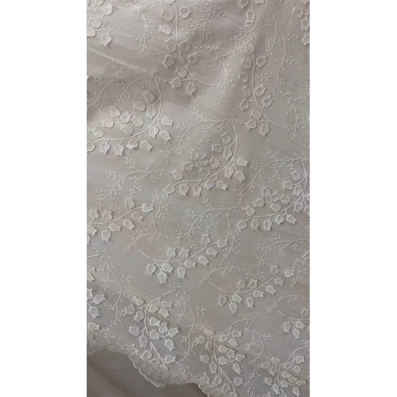 立体铃兰刺绣花边满幅面料绣花布