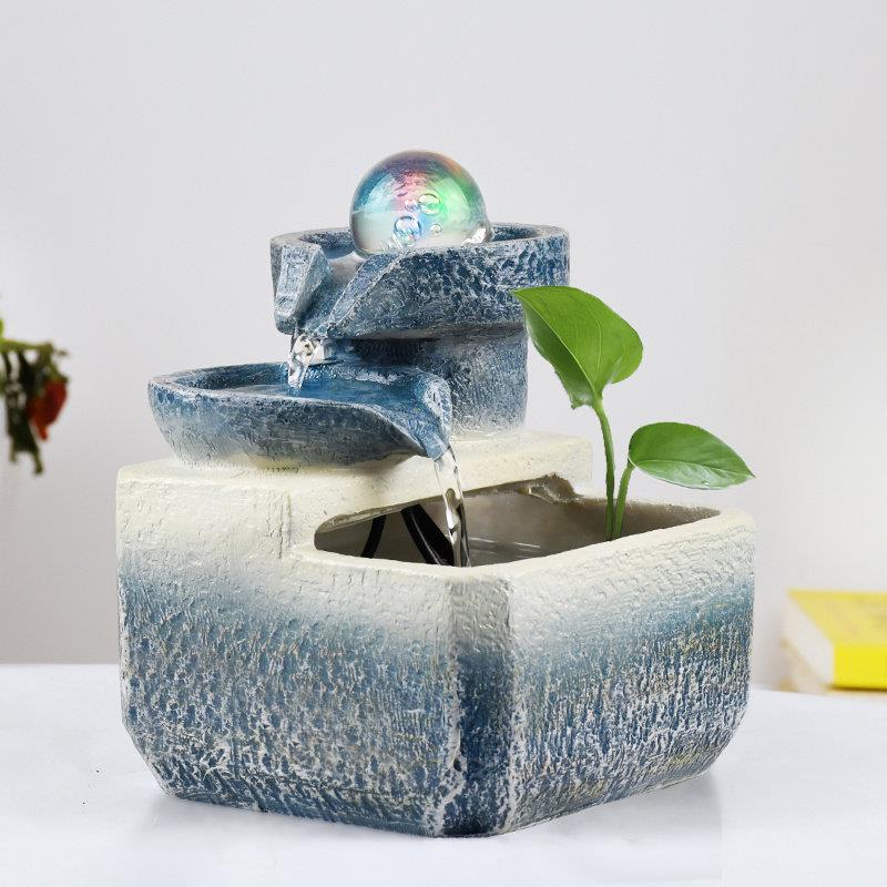 不插电循环水摆件客厅桌面创意小型喷泉生财流水欧式风水轮转运球