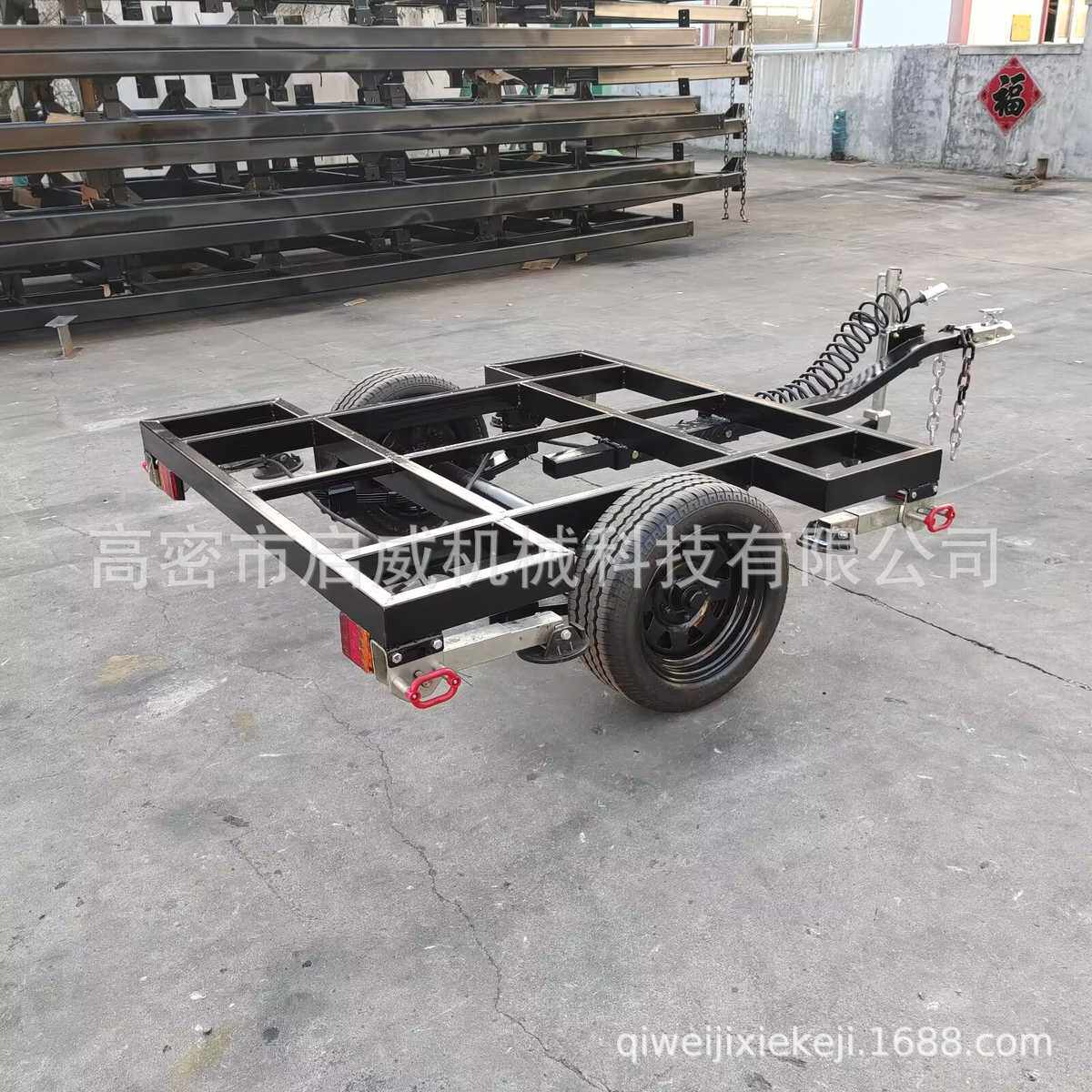 厂家500kg单轴发电机组拖车底盘 移动牵引式平板车设备框架拖车