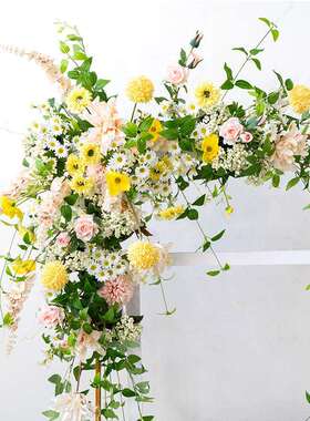 田园风格黄色花艺拱门套装 婚礼装饰店面美陈橱窗装饰仿花艺