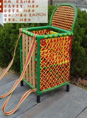 手工竹编精品背篓宝宝小背篓竹椅餐椅采摘篓竹筐背袋舞蹈道具包邮