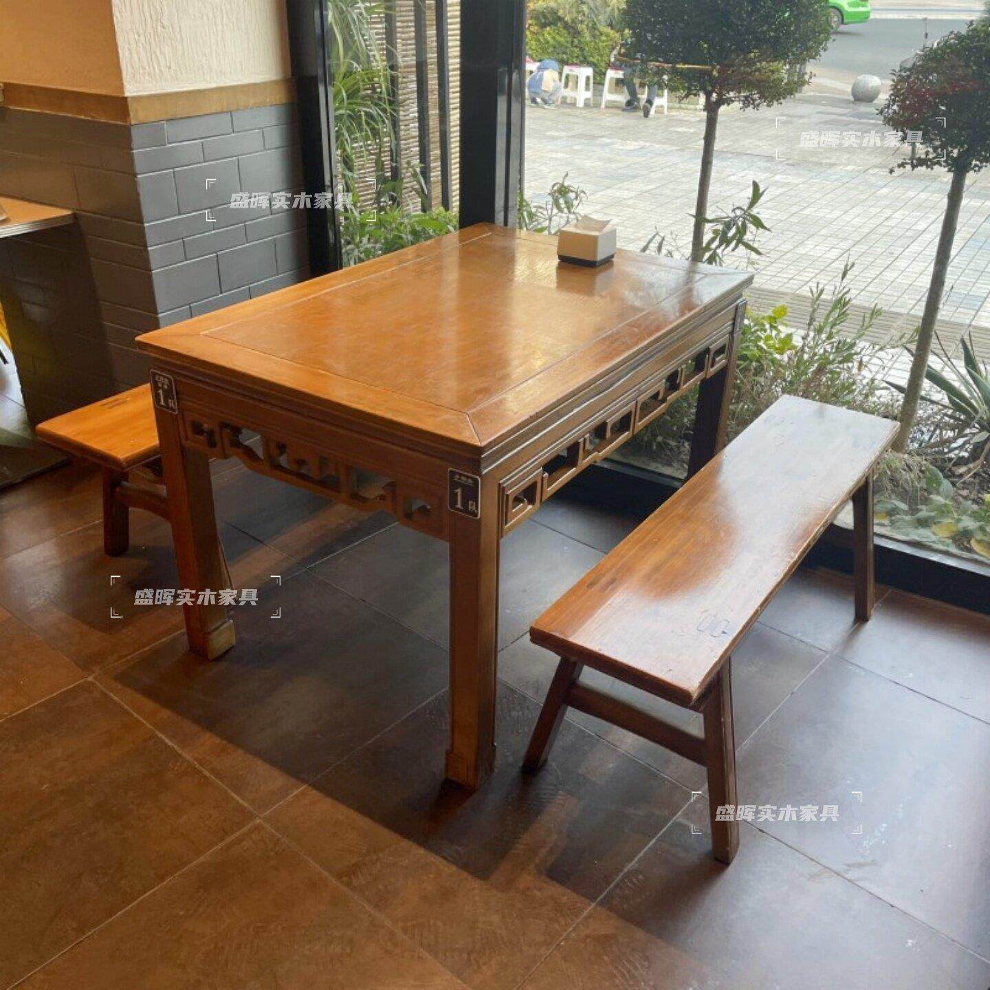 实木八仙桌正方形桌子饭店餐厅四方桌面馆方桌商用家用圆桌