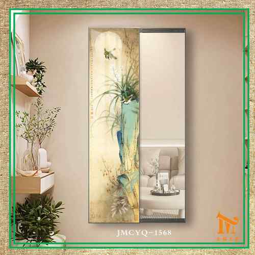 2025隐新款古风遮壁挡隐CQZ藏推拉全身镜装饰画复古中式中形试衣