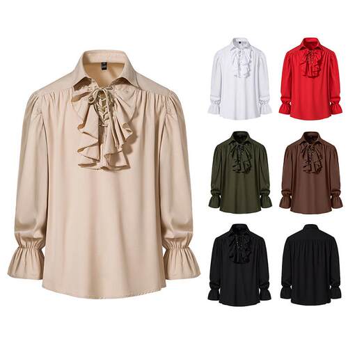 Men's performance costume with lace up puffy sleeves