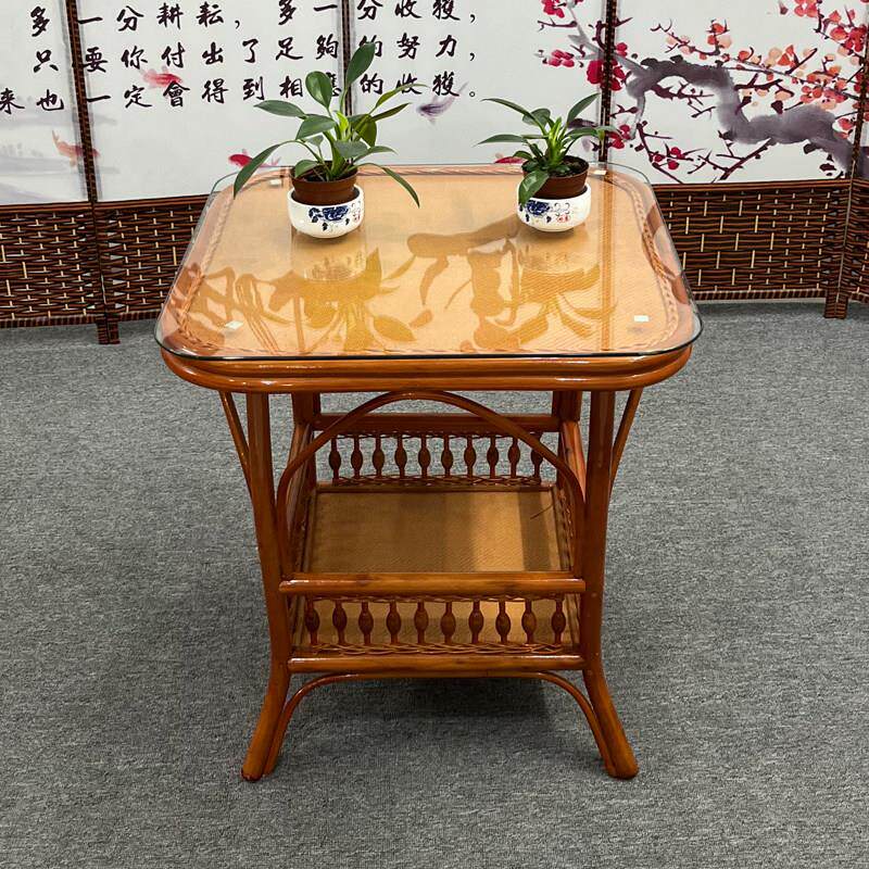 真藤茶几藤编卧室小茶几藤制实木茶桌客厅桌子家用阳台茶几桌藤制