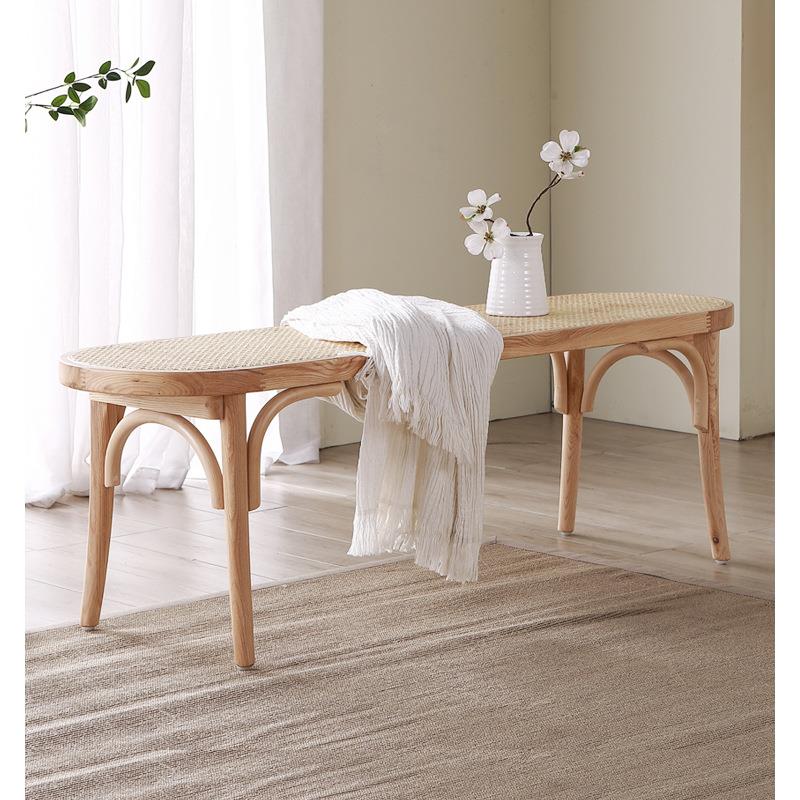 床长尾凳木长条VCL凳家用餐桌凳黑色编餐凳床尾室凳卧餐厅条藤凳