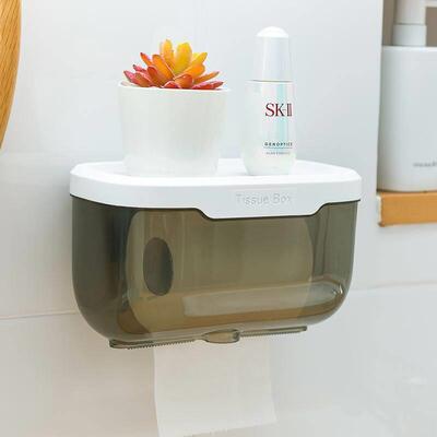 Toilet Paper Holder Wall Mounted Tube Tray Tissue Box Shelf