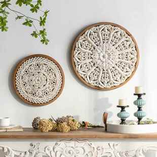 侘寂风覆古雕花镂空壁饰美式玄关走廊背景墙面壁挂创意做旧装饰品