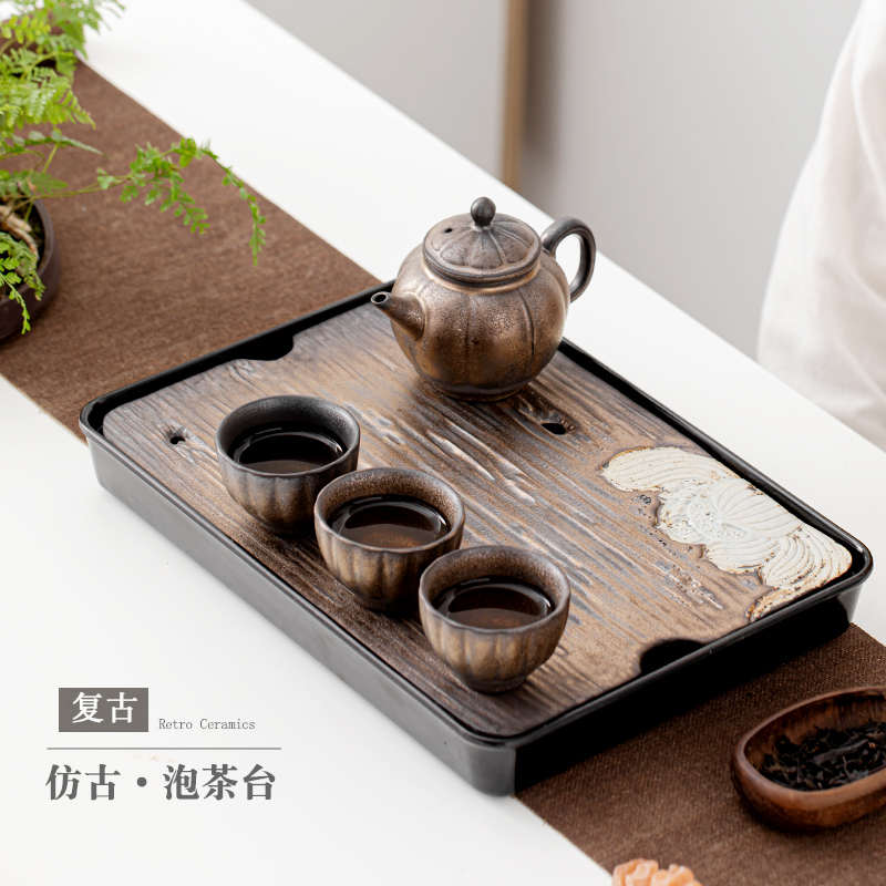 遇素家用陶瓷茶盘简易储水式干泡茶台办公室会客茶具茶壶茶杯泡茶