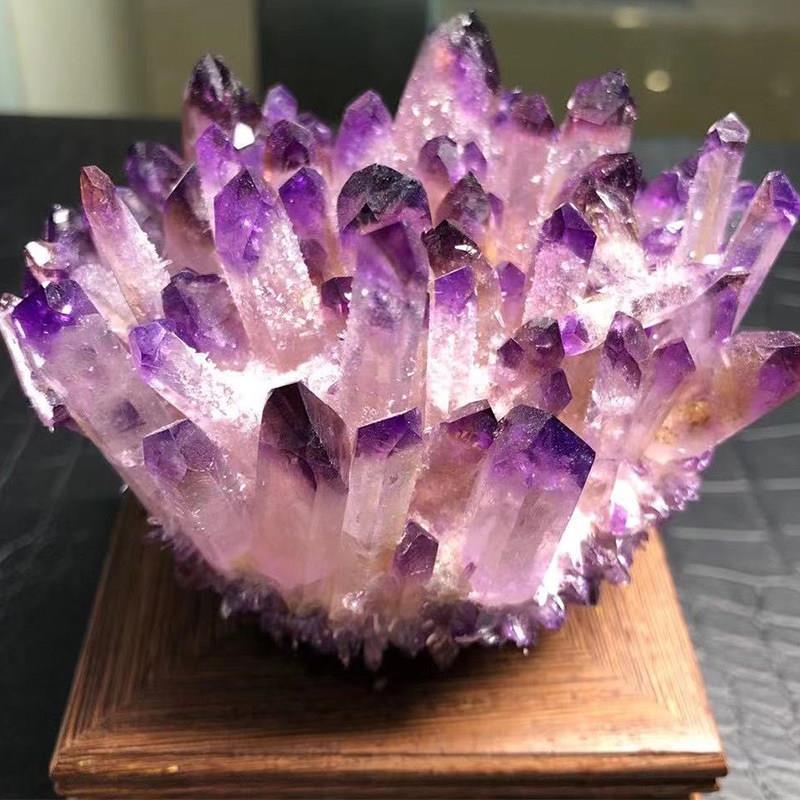 天然紫水晶簇原石标本消磁观赏矿石原石摆件家居办公室装饰