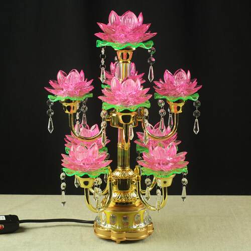 正品Led七水七彩旋转彷晶九针音莲花佛灯佛寺长针灯观前灯插件