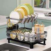 跨境热卖 厨房碗碟架沥水架多功能厨房置物架收纳架碗碟盘干水沥水