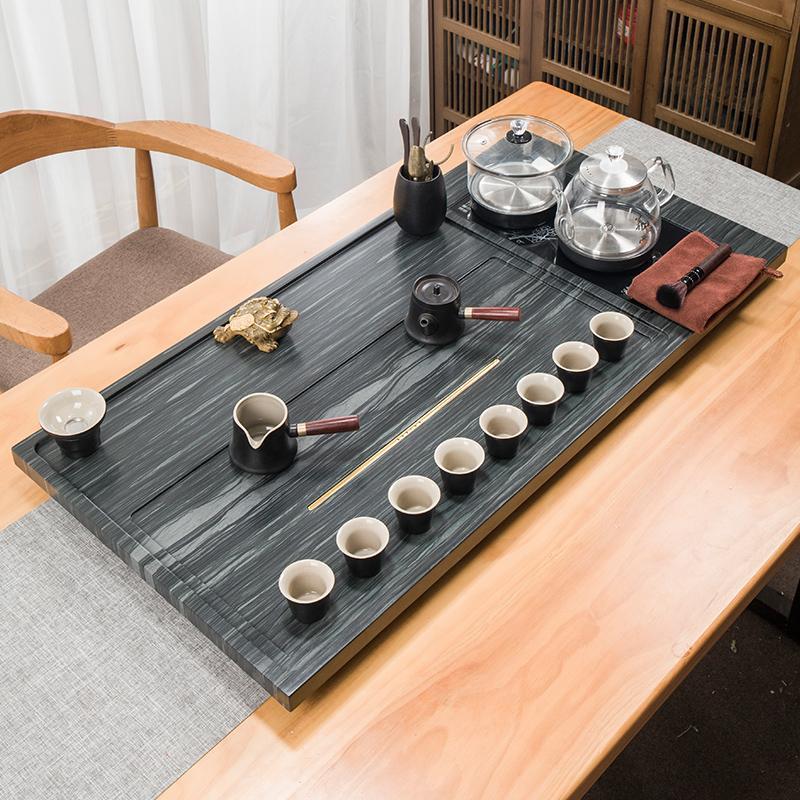 天然皇庭玉石茶盘家用带电磁炉茶台烧水壶一体全自动茶具茶海套装