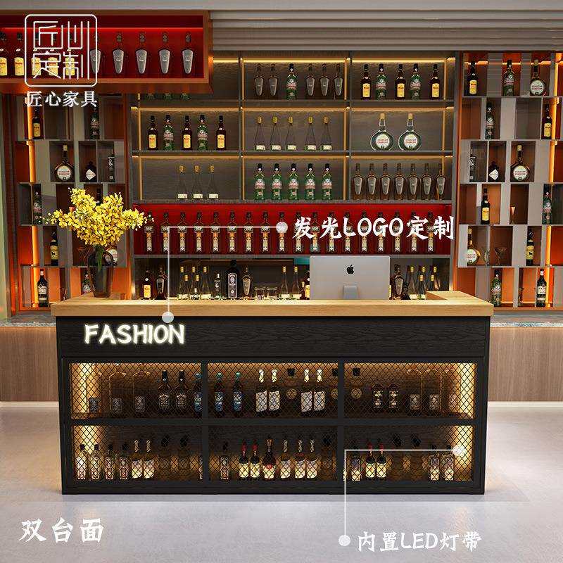 复古工业风酒吧吧台桌餐厅烧烤店收银台服装商用店铺小型柜台转角