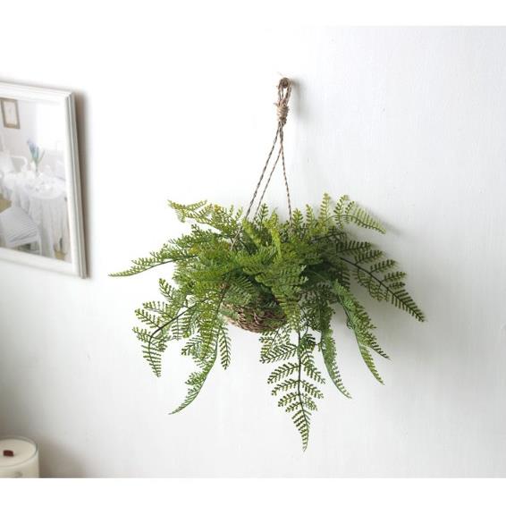 北欧ins高档蕨类仿真植物墙壁装饰藤条绿萝挂花吊篮挂藤家居挂饰