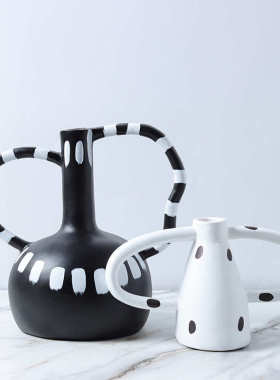 欧式创意波点插花花器树脂工艺品摆件样板间玄关客厅家居软装饰品