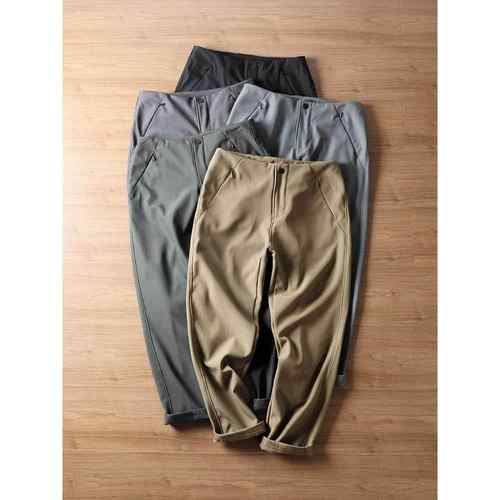 Mostarsea~秋冬软壳加绒休闲裤男士高端户外旋钮系带防风防水