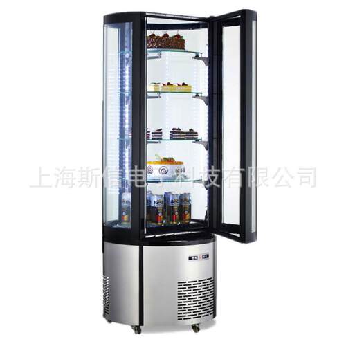 大容量400L圆形蛋糕柜水果熟食牛奶饮料冷藏展示柜商用立式冰箱