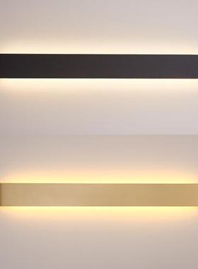 北欧LED壁灯卧室客厅镜前灯长条现代简约黑白色过道卫生间楼梯灯