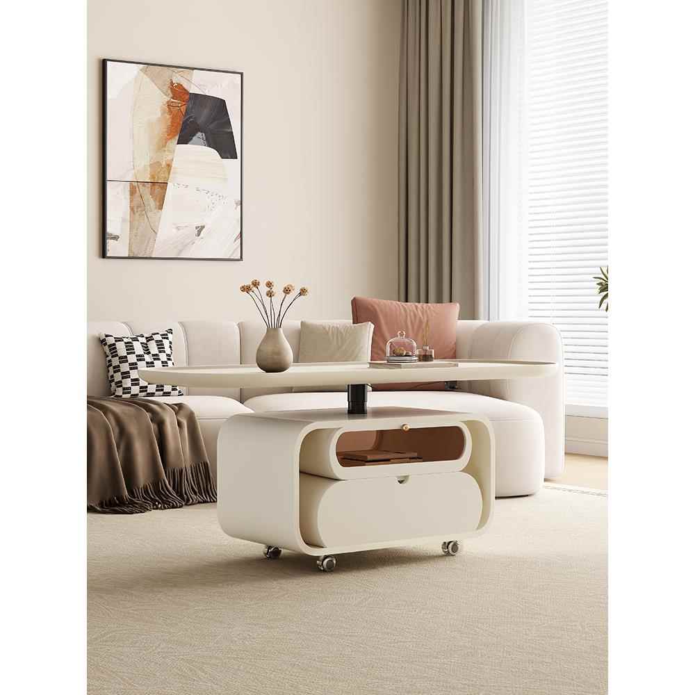 可升降移动茶几全实木客厅带轮子小推车极简沙发边几轻奢高级感新