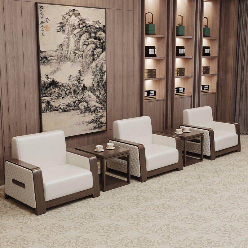 贵宾接待沙发现代简约高档商务会议室会客洽谈单人位沙发茶几组合