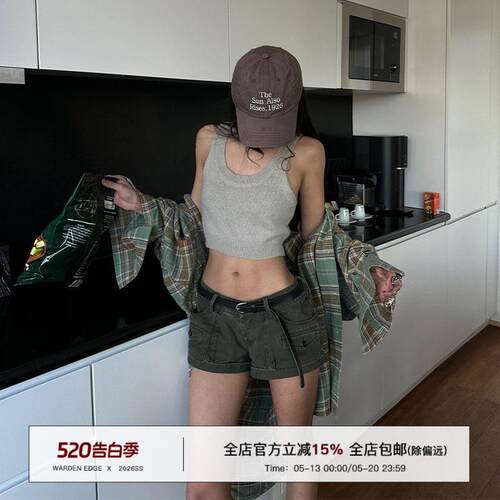 韩好甜WARDEN EDGE城市狩猎 低腰包臀短裤女夏复古多口袋休闲热裤