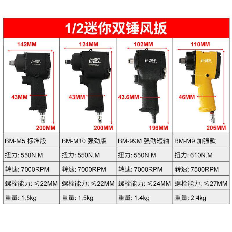 迷扭你短轴风扳大1/2工业级气动扳WFT手筒小力风炮装套配拆卸