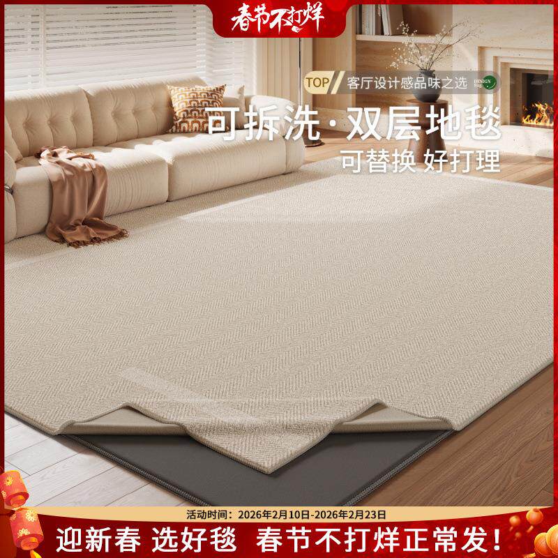 可拆洗地毯客厅双层可机洗沙发隔音垫易打理卧室大面积全铺床边毯