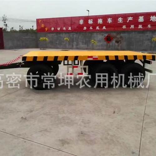 12吨平板拖车拖挂式牵引平板拖车厂区车间货物运输四轮平板拖车