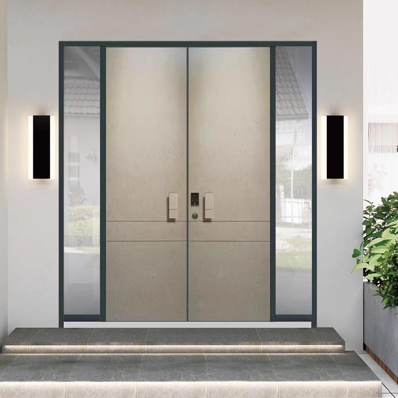 玻璃精雕铸铝门别墅大门入户门防盗门进户门双开简约家用装甲门