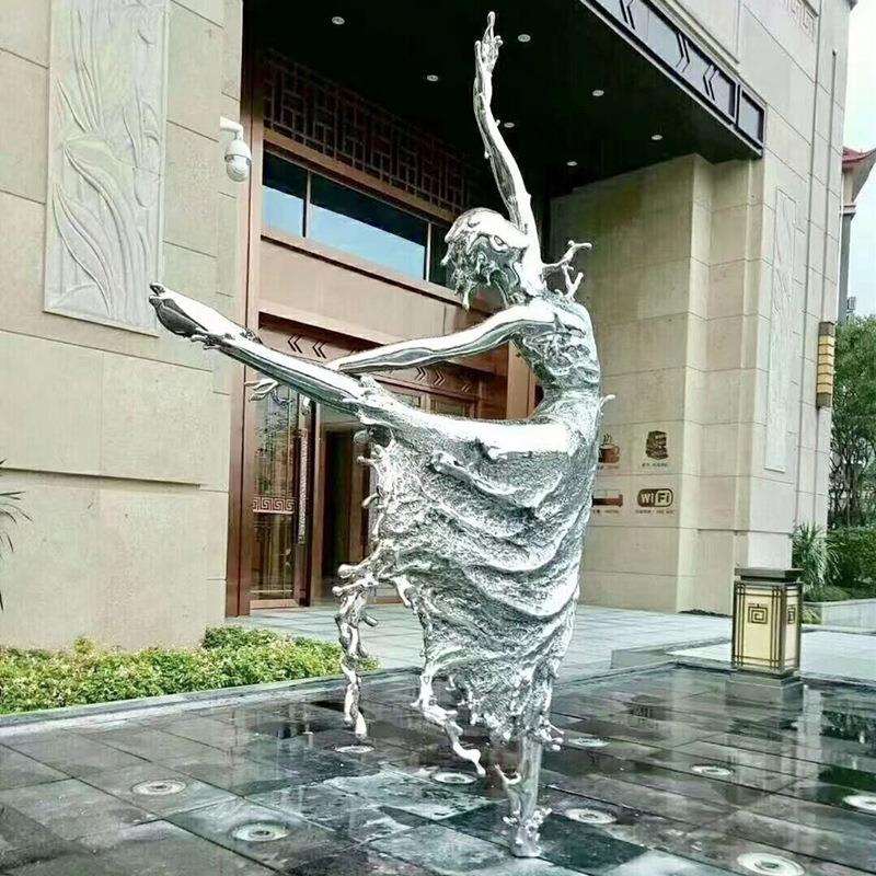 不锈钢人物雕塑蒲公英精灵户外花园抽象金属仙子美陈蝴蝶仙子摆件