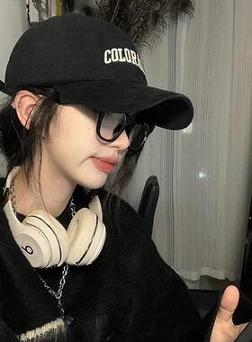 黑色棒球帽女春秋季防晒韩系大头围深顶宽帽簷百搭显脸小鸭舌帽男