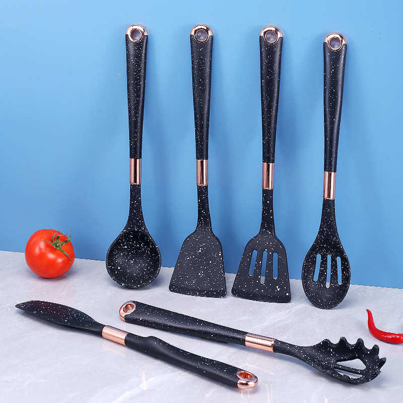 外贸硅胶厨具7件套装家用厨房不粘锅烹饪耐高温勺铲配旋转收纳架,厨房/烹饪用具,全套勺铲,淘宝优惠券,粉丝福利购,淘宝优惠卷