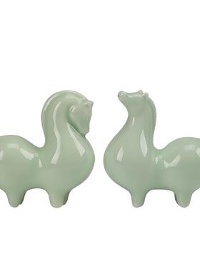 创意招财唐马摆件陶瓷动物马中式客厅书房办公室桌面装饰品工艺品